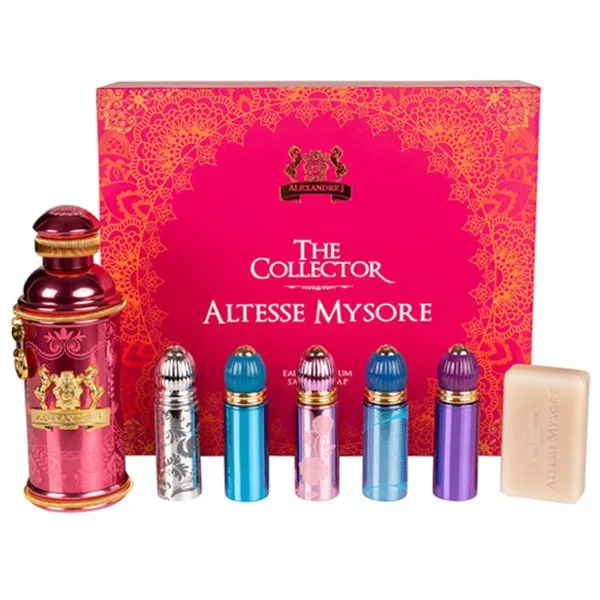 The Collector Altesse Mysore набор (парф. вода Altesse Mysore 100 мл. + Rose Oud 8 мл. + Zafeer Oud Vanille 8 мл. + Mandarine Sultane 8 мл. + Iris Violet 8 мл. + Silver Ombre 8 мл. + мыло Altesse Mysore)